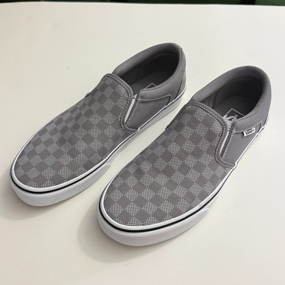 Vans 'Classic Slip-On Checkerboard' Shoes (Color: Gray) (Size: 8.5 US Men's)